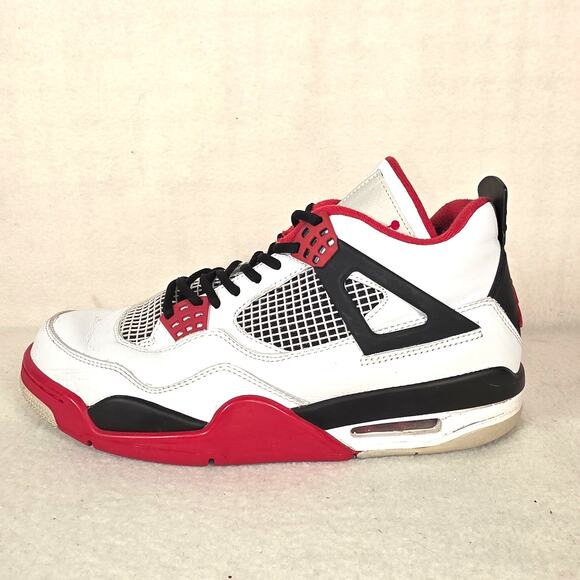 Nike Air Jordan Retro 4 308497-110 White/Red/Black Shoes Men's 8.5 Fire Red EUC - Picture 2 of 16